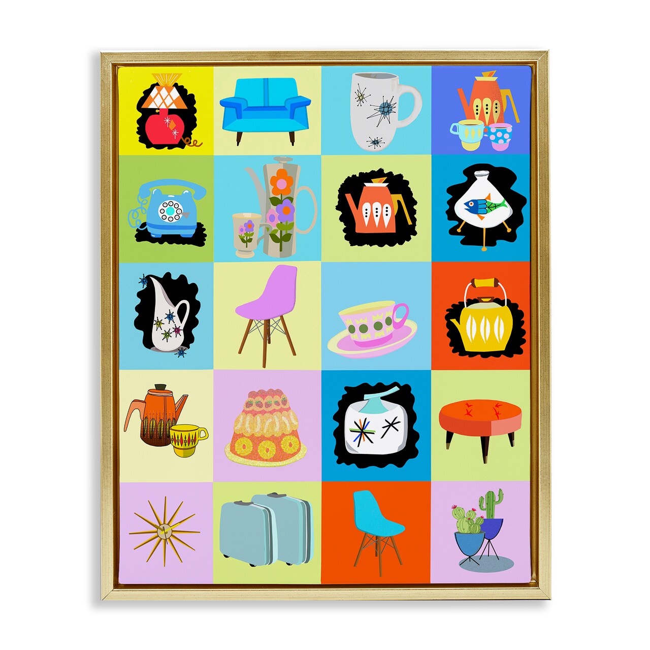 Stupell Industries Retro Vintage Vignettes Floating Frame, design by Lynnda Rakos